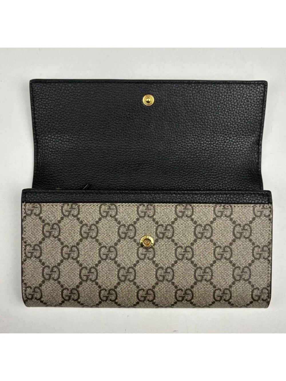 Gucci Double Bicolor Continental Wallet GG Pattern Beige Black - Picture 5 of 6